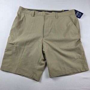 Jack Nicklaus Mens Khaki Active Waist Flat Front Cargo Shorts Size 36 NWT